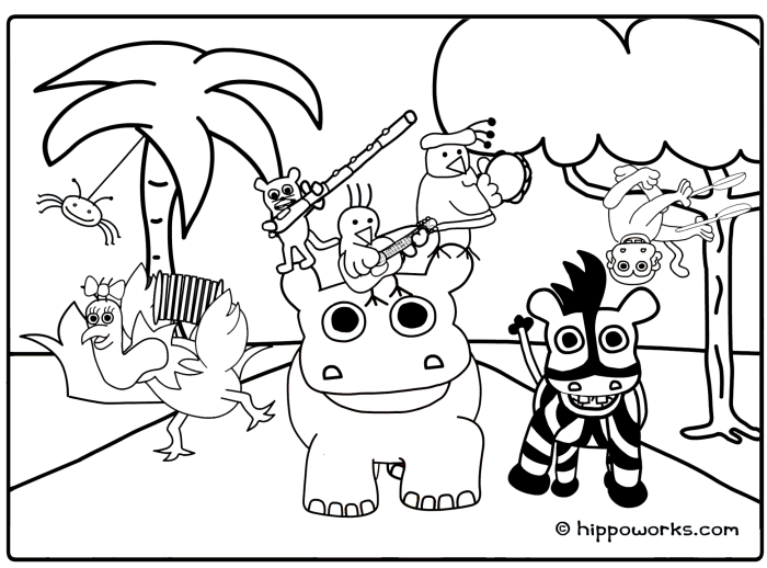 Jungle animal coloring pages