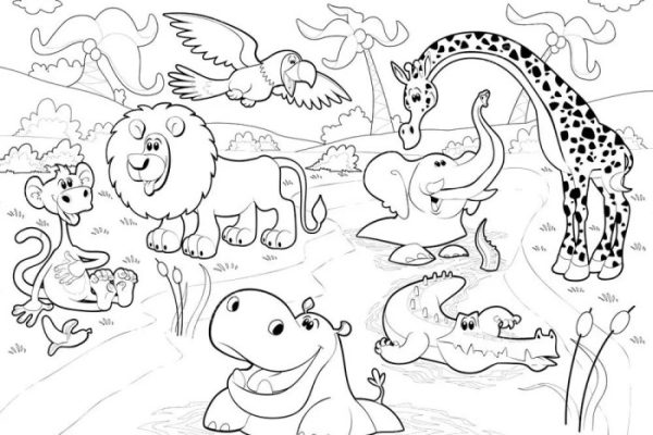 African animals coloring page