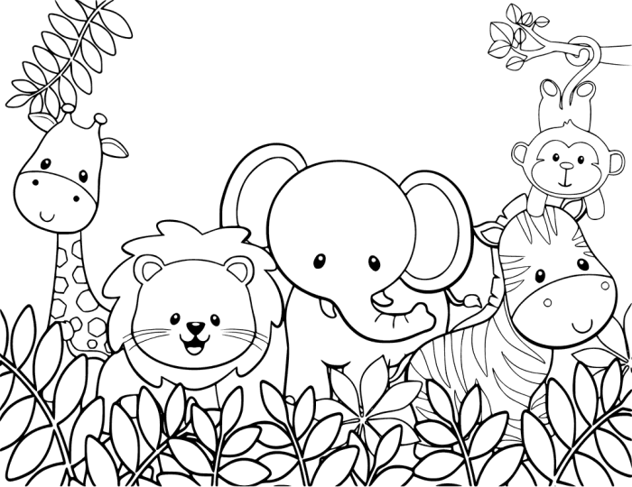 Jungle animals for coloring