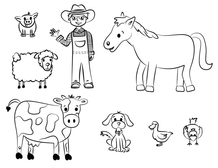 Farm animals coloring sheets