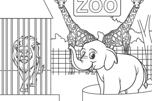 Coloring pictures of animals in a zoo