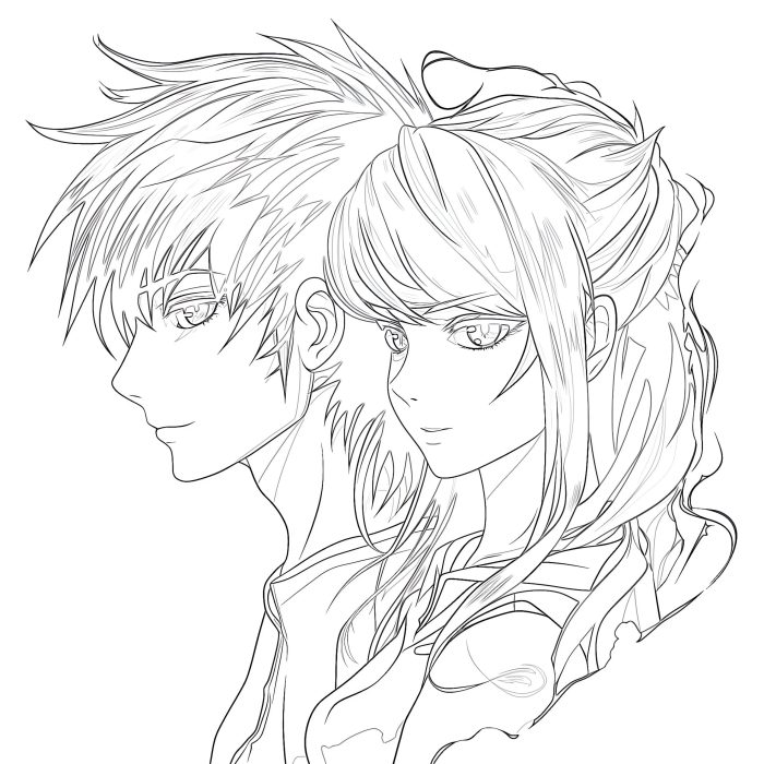 Anime couple coloring pages