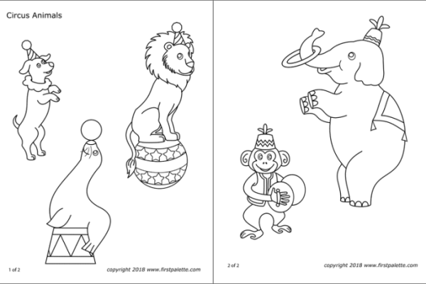 Circus animal coloring pages