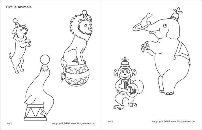 Circus animal coloring pages