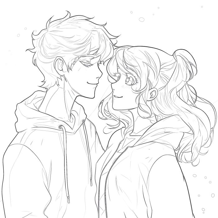 Anime couple coloring pages