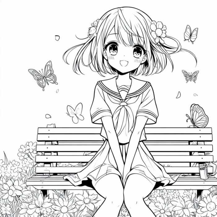 Anime cute coloring pages