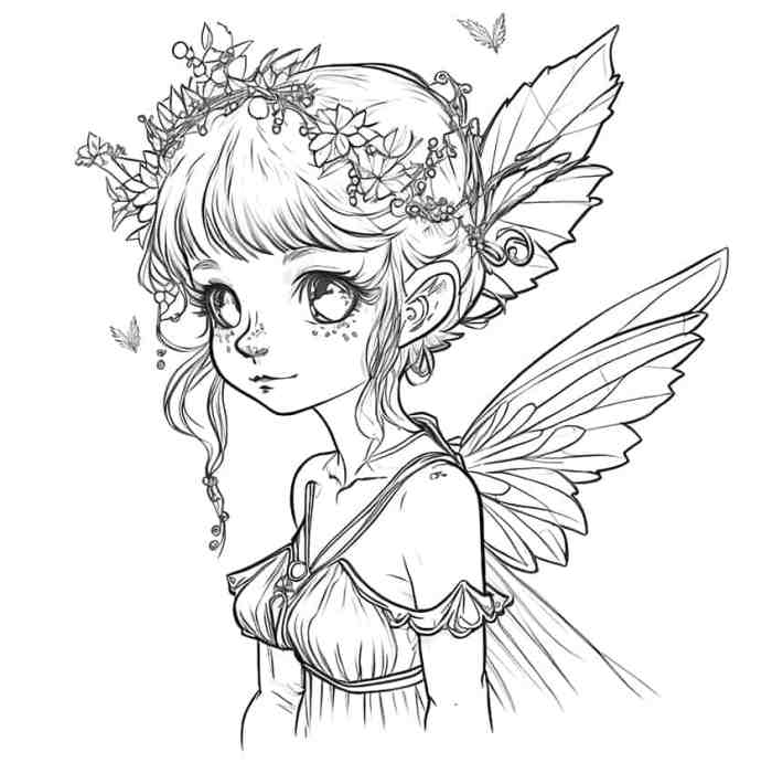 Anime fairy coloring pages