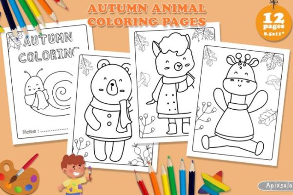 Fall animal coloring pages