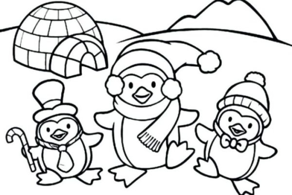 Winter animals coloring sheet