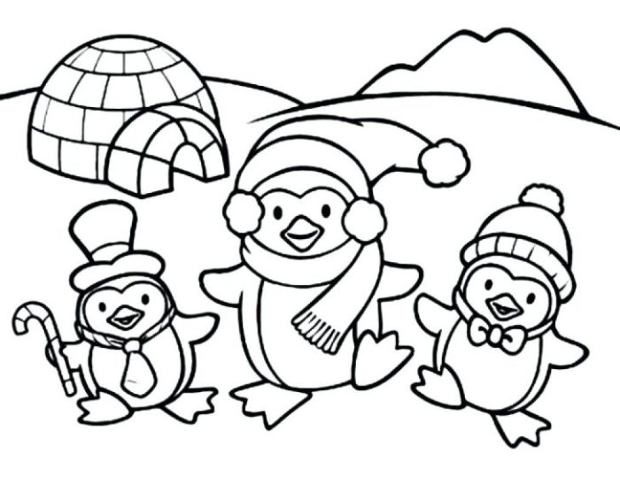 Winter animals coloring sheet