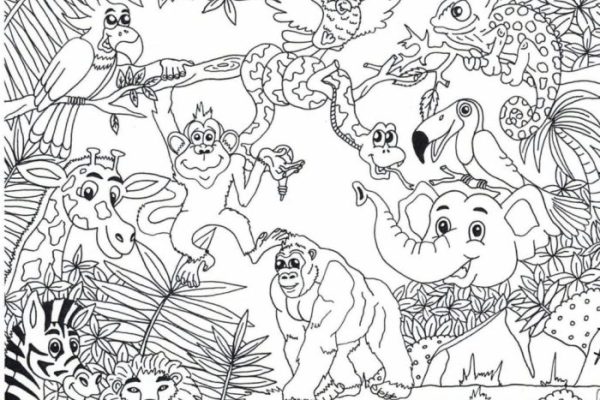 Animals in the jungle coloring pages