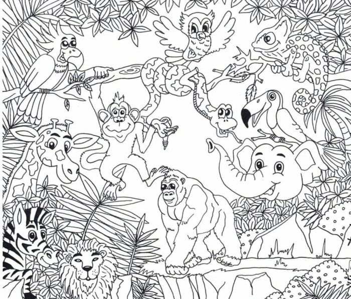 Jungle animal coloring pages