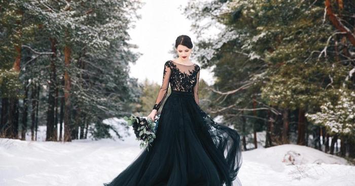 Black wedding dress bride