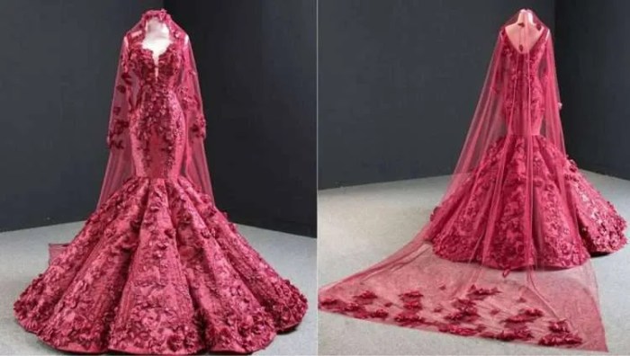 Burgundy colored wedding dresses