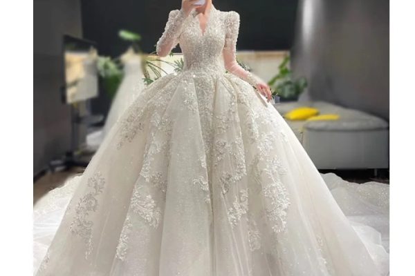 Lace a line wedding dress