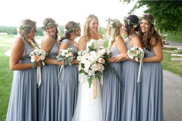 Dusty blue wedding dress