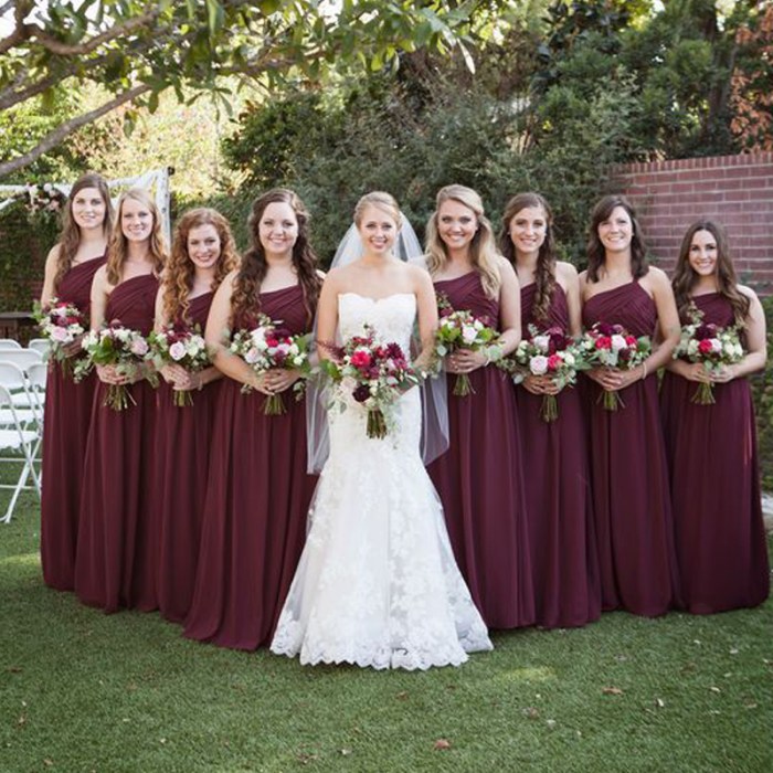 Burgundy colored wedding dresses