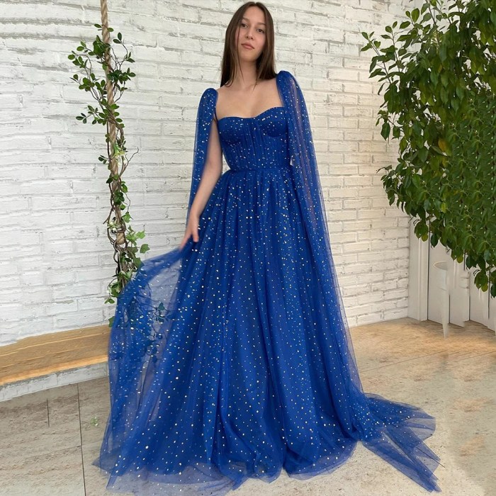 Elegant blue dresses for wedding guests