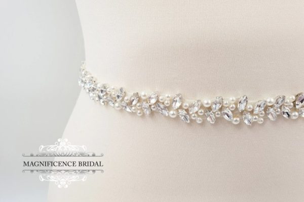 Applique chine belt diamante trim bridal crystal dresses wedding