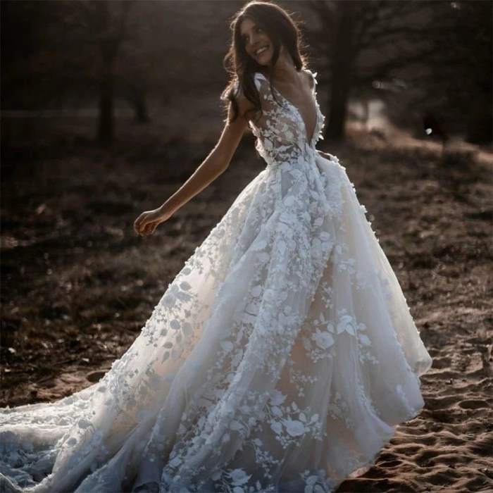 Floral lace wedding dress