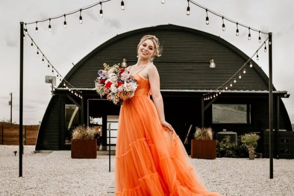 Orange dress prom wedding neon long burnt one dresses chiffon shoulder elegant beaded open back ball bridesmaid sponsored links